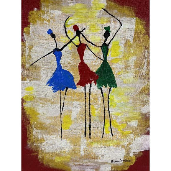 Original Acrylic on Canvas Board “Soul Sisters” Camlica 1 of 3, BFF, girlfriends - Picture 3 of 8